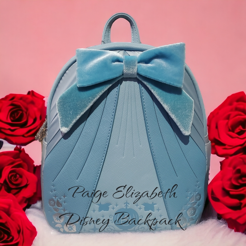 Disney Blue Bow Backpack with Pleated Design